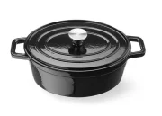 Garnek żeliwny emaliowany, HENDI, 4,4L, czarny, 365x290x(H)115mm, Owalny Wariant podstawowy