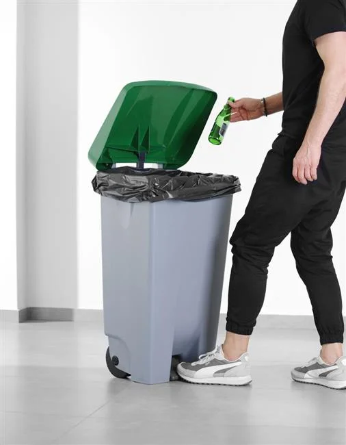 Kosz na śmieci, HENDI, 120L, jasnoszary, 510x425x(H)875mm Wariant podstawowy