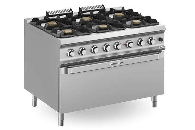 Kuchnia gazowa z nowymi palnikami FLEX BURNERS o mocy 7 kW i 11 kW, z piekarnikiem gazowym statycznym z grillem elektrycznym MAXI Wariant podstawowy