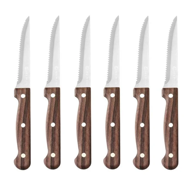 Nóż do steków - 6 szt., HENDI, Profi Line, brązowy, 6 szt., (L)210mm Wariant podstawowy