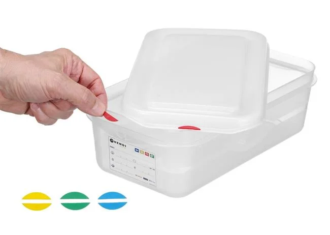 Pojemnik GN 1/4 z polipropylenu, HENDI, GN 1/4, 2,8L, transparentny, 265x162x(H)100mm, Prostokątny Wariant podstawowy