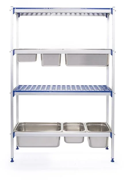 Regał magazynowy aluminiowy na pojemniki GN, HENDI, 1120x355x(H)1685mm Wariant podstawowy