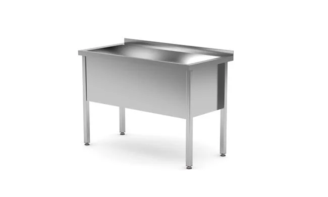 Stół z basenem – spawany, jednokomorowy, głębokość 600 mm, wysokość komory 400 mm, HENDI, Profi Line, 1200x600x(H)850mm Wariant podstawowy