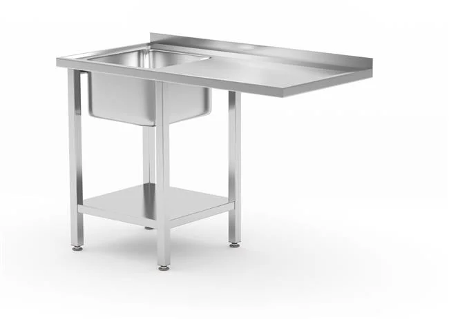 Stół ze zlewem, półką i miejscem na zmywarkę lub lodówkę - skręcany, HENDI, lewy, 1200x700x(H)850mm Wariant podstawowy