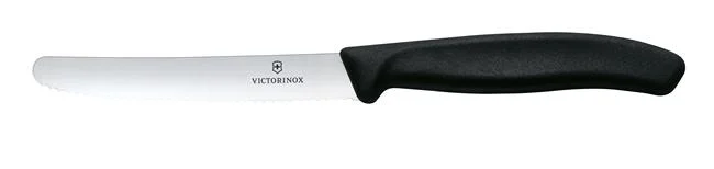 Victorinox Swiss Classic Nóż do pomidorów, zaokrąglony czubek, ząbkowany, 11 cm, czarny Wariant podstawowy