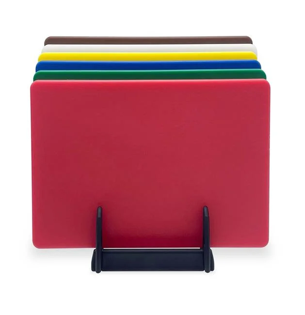 Zestaw 6 desek do krojenia HACCP ze stojakiem, HENDI, 6 szt., 450x300x(H)10mm Wariant podstawowy